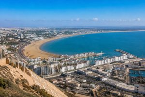 Agadir beach and Oufella panoramic view Morocco