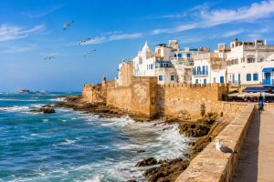 Essaouira medina ramparts and Atlantic coast in Morocco