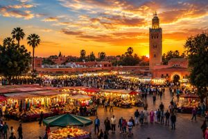 Jemaa el-Fna and Koutoubia in Marrakech Morocco