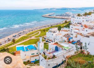 Tangier Morocco medina and Strait of Gibraltar coastline