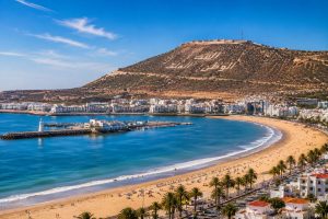 Agadir beach with Agadir Oufella overlooking the Atlantic coast