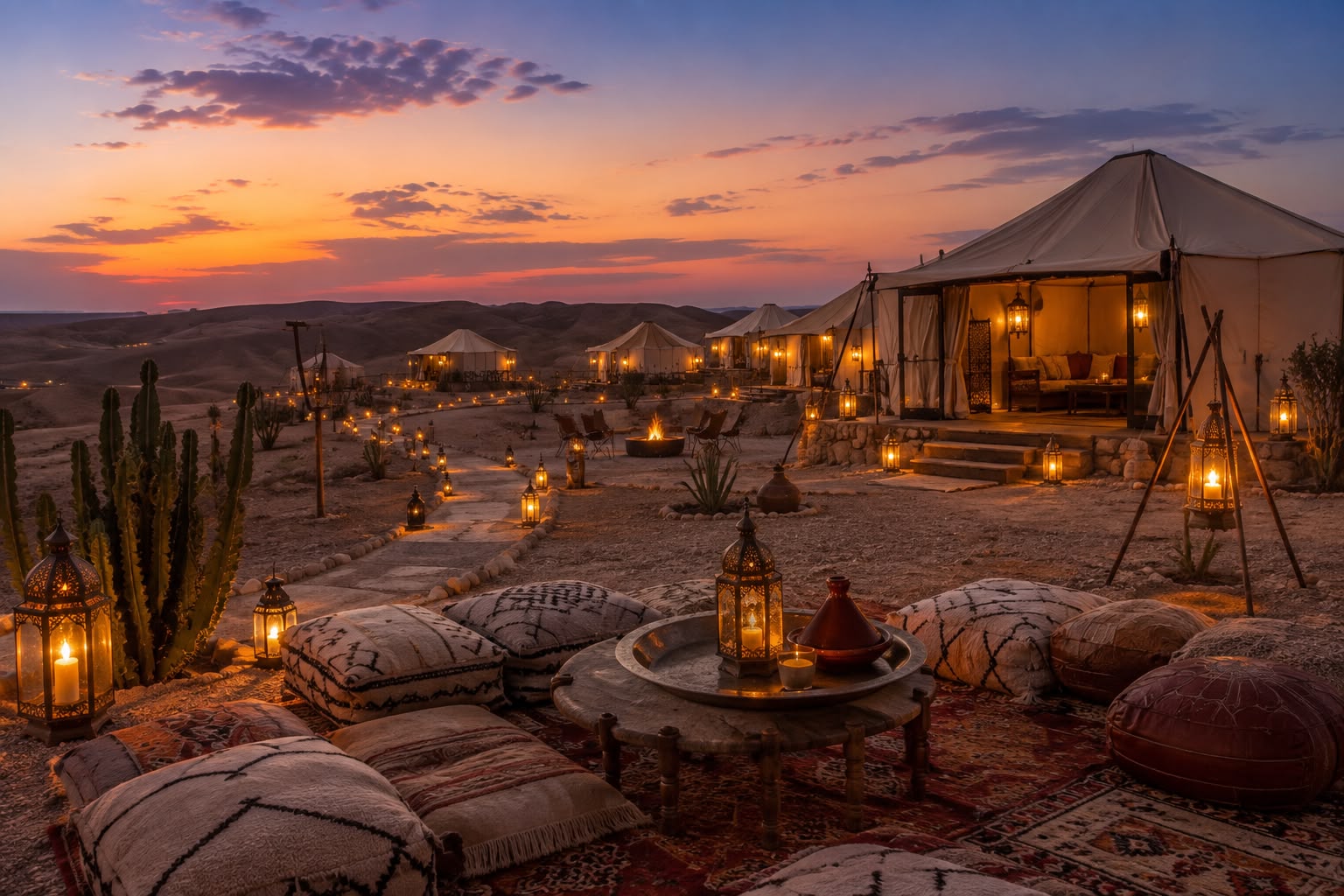Agafay luxury camp during Marrakech Desert Tours