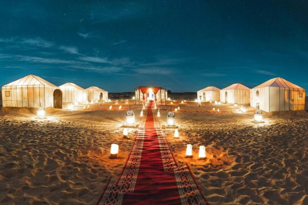 Authentic Berber camp offering overnight stay in Merzouga desert