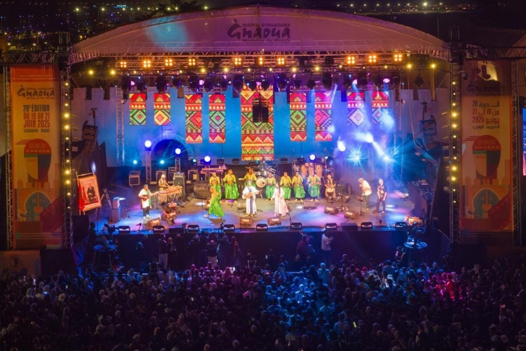 Traditional Moroccan festival with music and dancing