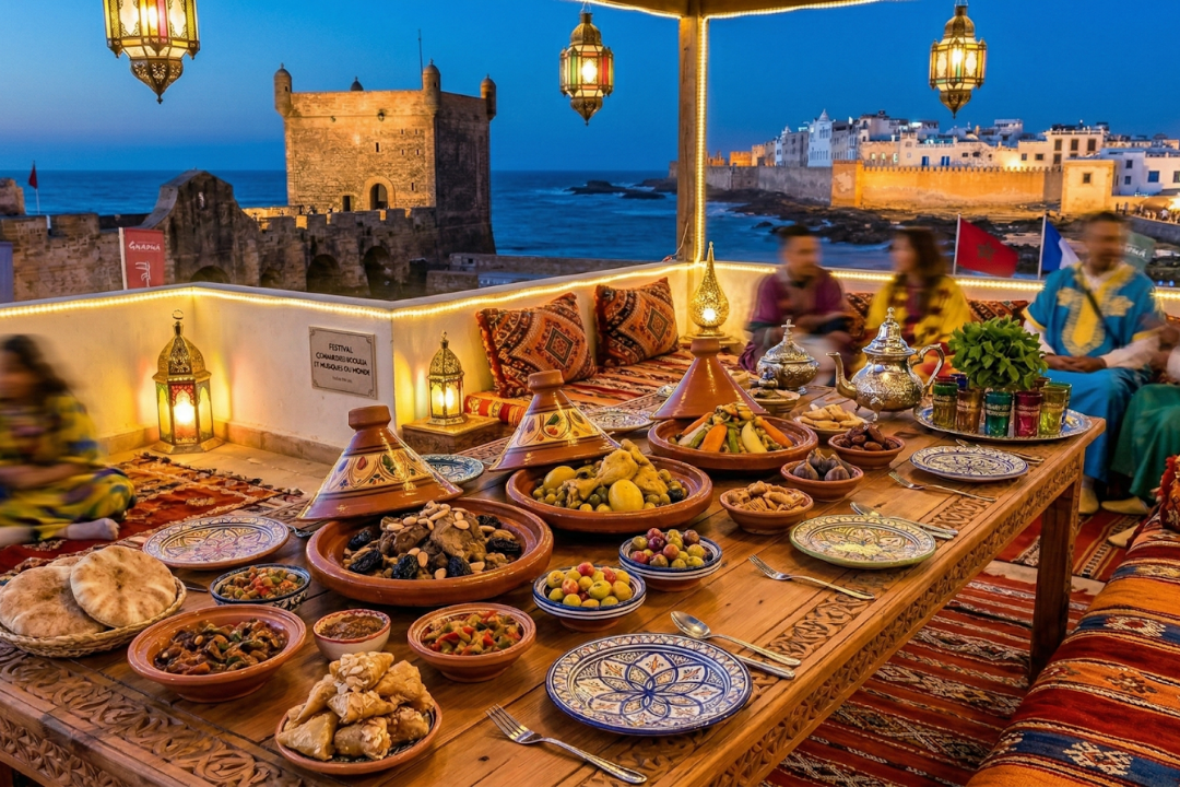 Traditional Moroccan cuisine with tagine and couscous