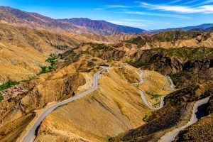 Scenic Tizi n’Tichka mountain road between Marrakech and Ouarzazate