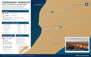 Map showing the real location of Taroudant, Morocco, east of Agadir in the Souss-Massa region